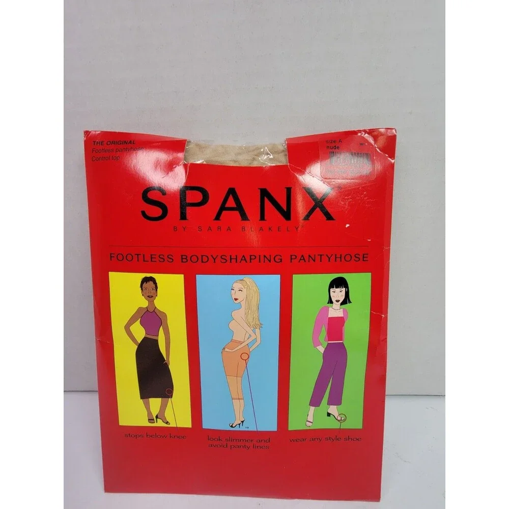 Vintage SPANX Footless Bodyshaping Pantyhose Size A Nude Control Top NOS